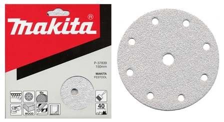 MAKITA papier abrasif Velcro 150 mm 9 trous K180, 10 pcs P-37895