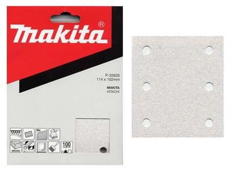 MAKITA papier abrasif velcro 102x114 mm 6 trous K60, 10 pcs P-35813