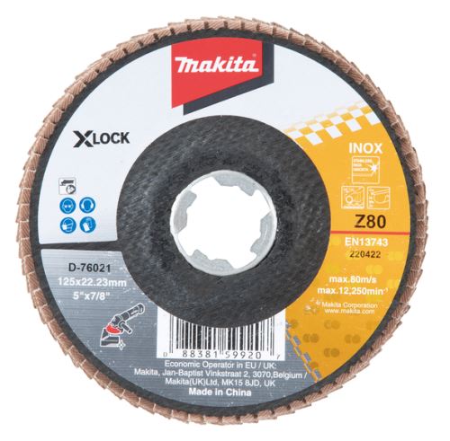 MAKITA disque à lamelles X-Lock 125x22,23 mm Z80 Zirkon D-76021