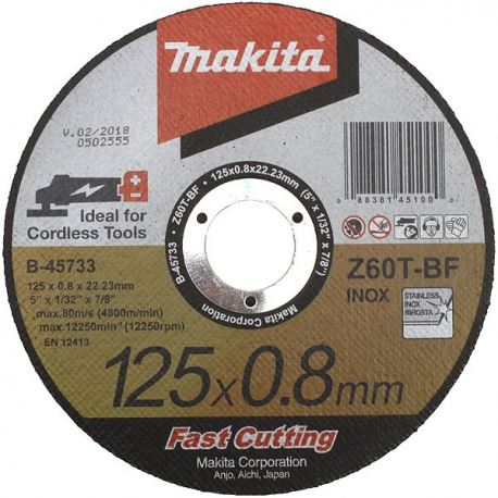 Disque à tronçonner en acier inoxydable MAKITA 125x0,8x22,23 mm B-46953