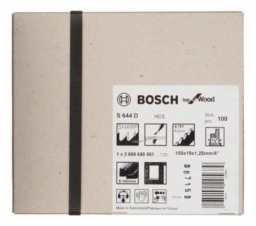 BOSCH Lame de scie pour scie à queue S 644 D Top for Wood (100 pcs) 2608650551