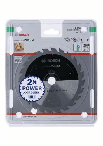 Lame de scie BOSCH pour scies sans fil ; Norme pour le bois 136x15,875x1,5/1,0x24T 2608837667