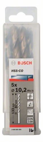 BOSCH Forets à métaux HSS-Co, DIN 338 10,2 x 87 x 133 mm (5 pièces) 2608585899