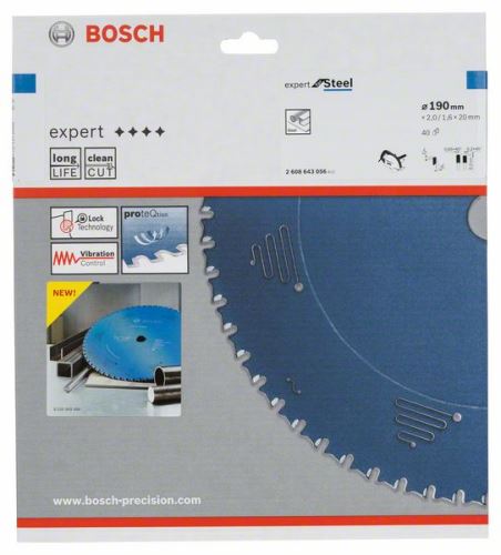 BOSCH Lame de scie circulaire Expert pour l'acier 190 x 20 x 2,0 mm, 40 2608643056