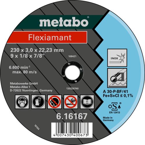 METABO Disque à tronçonner - acier inoxydable 125x2,5x22,2 mm droit 616738000