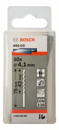 BOSCH Forets à métaux HSS-Co, DIN 338 4,1 x 43 x 75 mm (10 pièces) 2608585881