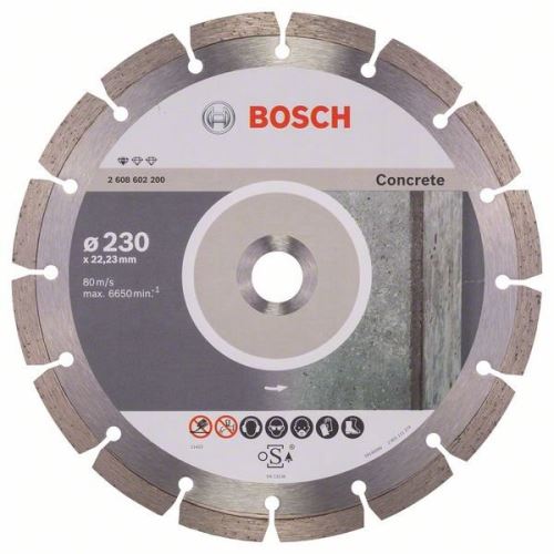 BOSCH Disque à tronçonner diamanté Standard pour Béton 230 x 22,23 x 2,3 x 10 mm 2608602200