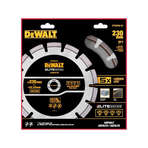 DeWALT Disque diamanté SÉRIE ELITE 230 x 22,23 mm pour couper l'asphalte DT20466