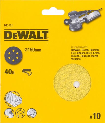 Disque abrasif DeWALT Velcro 150 mm K240 (10 pièces) DT3127