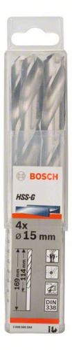 BOSCH Forets pour métal HSS-G, DIN 338 15 x 114 x 169 mm (4 pièces) 2608585594