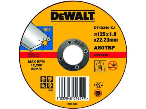 DeWALT Disque à tronçonner pour acier inoxydable, plat 125 x 2,1 x 22,23 mm DT42340Z