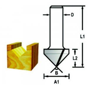 MAKITA Fraise à rainurer en forme de V tige 12 mm, 12,7x12,7x54 mm D-47911