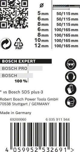 BOSCH EXPERT SDS plus-7X jeu 5/6/6/8/8/10/12 mm, 7 pièces 2608900195