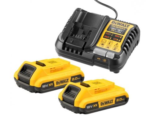 CHARGEUR DEWALT XR + 2 BATTERIES CAPACITÉ 18V 2.0AH DCB1104D2