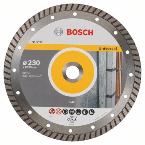 BOSCH Disque à tronçonner diamanté Standard pour Universal Turbo 230 x 22,23 x 2,5 x 10 mm 2608602397