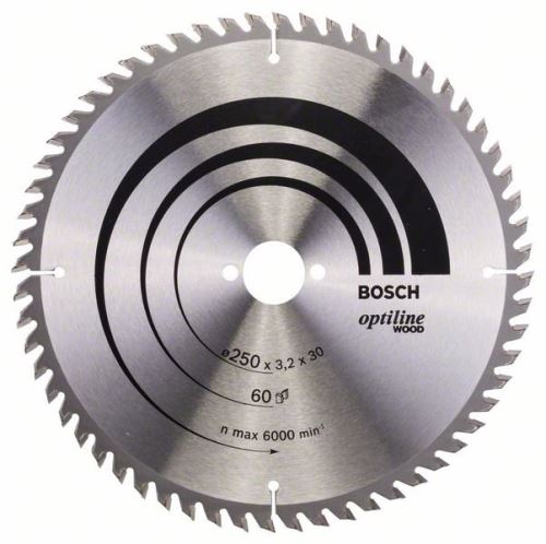 BOSCH Lame de scie Optiline Wood 250 x 30 x 3,2 mm, 60 2608640729