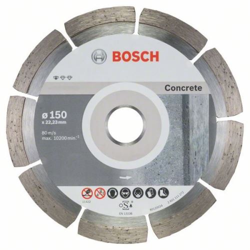 BOSCH Disque à tronçonner diamanté Standard pour Béton 150 x 22,23 x 2 x 10 mm (10 pièces) 2608603241