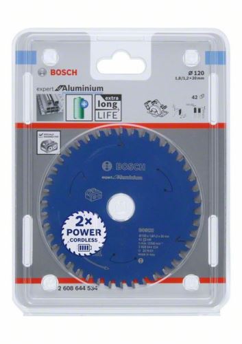 Lame de scie BOSCH pour scies sans fil ; Expert pour l'aluminium 120x20x1,8/1,2x42T 2608644534