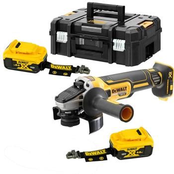 DEWALT Meuleuse d'angle sans fil 18V 125mm, 2x 5Ah, sans chargeur, Tstack DCG406P2LRT