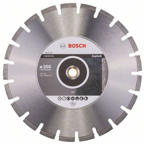 BOSCH Disque à tronçonner diamanté Standard pour asphalte 350 x 20/25,40 x 3,2 x 10 mm 2608602625