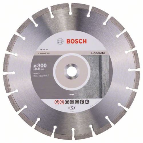 BOSCH Disque à tronçonner diamanté Standard pour Béton 300 x 22,23 x 3,1 x 10 mm 2608602542