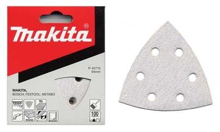 MAKITA papier abrasif Velcro 94x94x94 mm 6 trous K40, 10 pcs P-42684