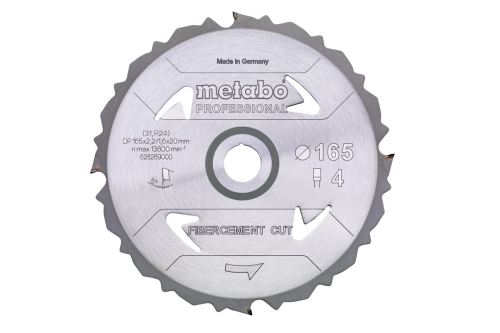 METABO Lame de scie 165 x 20 mm, 4 dents, 5° FibercementCutProf 628289000