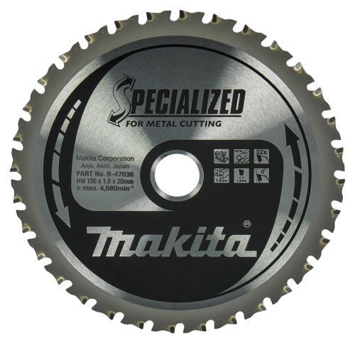 MAKITA lame de scie acier SPECIALIZED 150x1,5x20 mm 32 dents B-47036