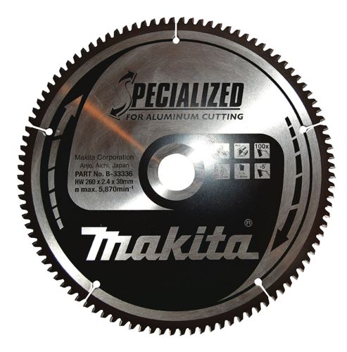 MAKITA lame de scie aluminium SPECIALIZED 260x2,4x30 mm 100 dents B-33336