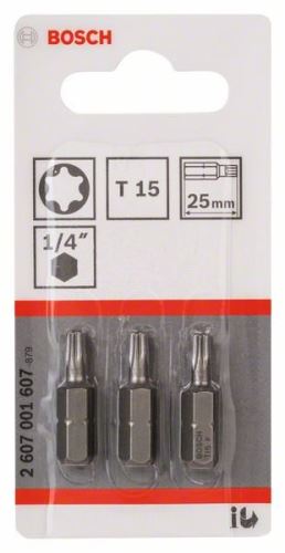 BOSCH Embout de tournevis extra dur Extra-Hart T15, 25 mm (3 pcs) 2607001607