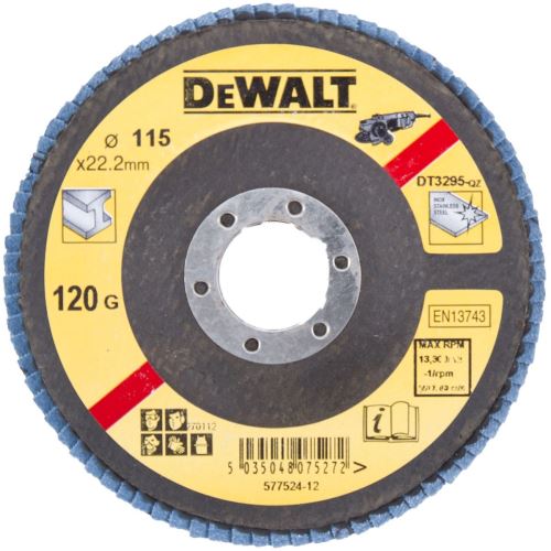 DeWALT Disque à lamelles abrasif pour métal plat 115 x 22,2 mm 60G DT3293