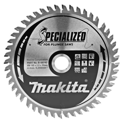 MAKITA lame de scie corian SPECIALIZED 165x2x20 mm 48 dents pour scies plongeantes B-56742