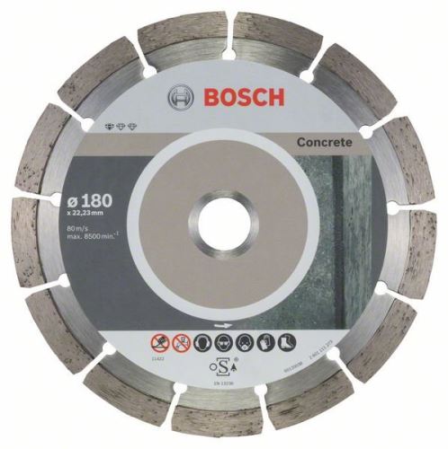 BOSCH Disque à tronçonner diamanté Standard pour Béton 180 x 22,23 x 2 x 10 mm (10 pièces) 2608603242