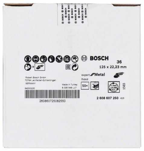 BOSCH Meule fibre R444, Expert pour métal D = 125 mm ; K = 36 2608607250