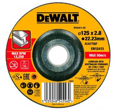 Disque à tronçonner le métal convexe DeWALT 125 x 22,2 x 3,0 mm DT43911