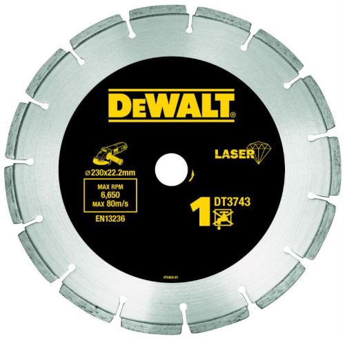 Disque segmenté DeWALT DIA pour matériaux de construction et béton, pour coupe à sec, 230 x 22,2 mm DT3743