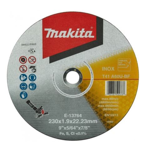 Disque à tronçonner en acier inoxydable MAKITA 230x1,9x22,23 mm E-13764