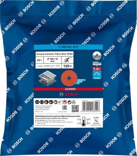 BOSCH EXPERT PRISMA disque fibre R782,100,P120,25pcs 2608621819