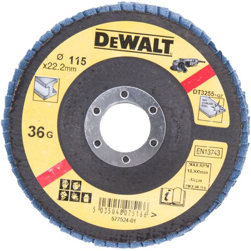 Disque à lamelles abrasif DeWALT pour métal convexe 115 x 22,2 mm 120G DT3258