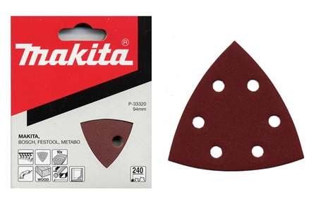 MAKITA papier abrasif Velcro 94x94x94 mm 6 trous K120, 10 pcs P-33299