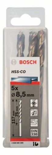 BOSCH Forets pour métal HSS-Co, DIN 338 8,5 x 75 x 117 mm (5 pièces) 2608585895