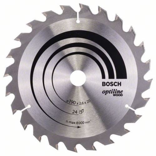 BOSCH Lame de scie Optiline Wood 190 x 20/16 x 2,6 mm, 24 2608640612