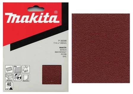 Papier abrasif MAKITA 114x140 mm K40, 10 pièces P-36398