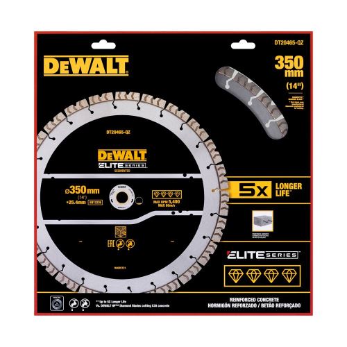 Disque diamant DeWALT SÉRIE ELITE 350 x 25,4 mm pour couper les barres d'armature DT20465