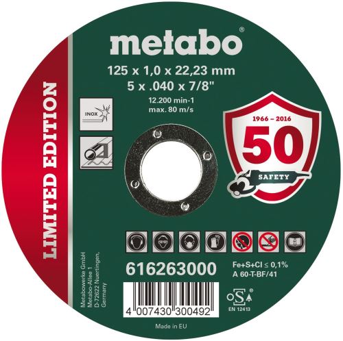 METABO Disque à tronçonner Inox 125x1,0x22,23 616263000