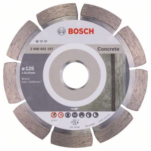 BOSCH Disque à tronçonner diamanté Standard pour Béton 125 x 22,23 x 1,6 x 10 mm 2608602197