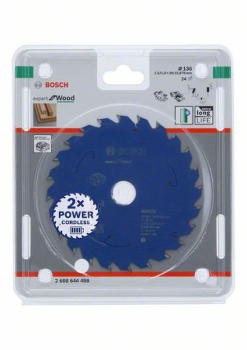 Lame de scie BOSCH pour scies sans fil ; Expert pour le bois 136x20x1,5/1x24T 2608644498