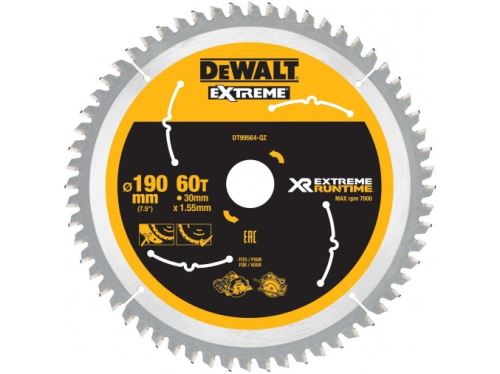 Lame de scie DeWALT (idéale pour les scies FLEXVOLT) 190 x 30 mm, 60 dents DT99564