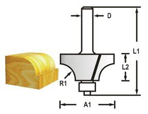 MAKITA Fraise à arrondir avec tige de roulement 8 mm, 31,8x17x58 mm R 9,5 mm D-48549