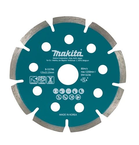 Disque à tronçonner diamanté MAKITA 125x22,23 mm pour meuleuse d'angle sans fil B-53796